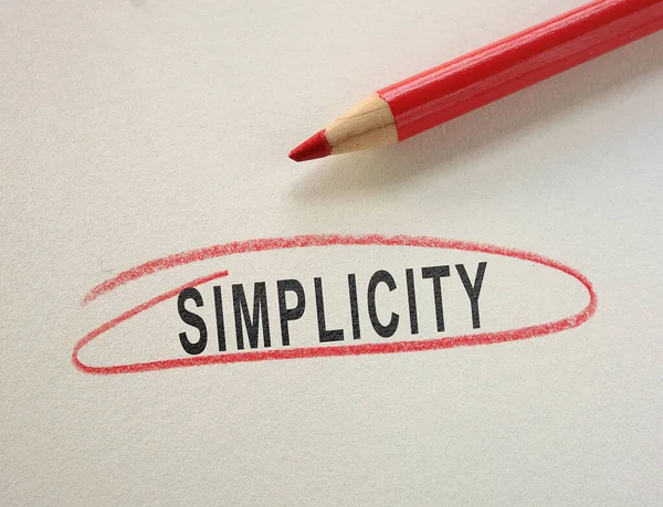 Simplicity Text Circled Red Pencil Paper — Stock Photo, Image