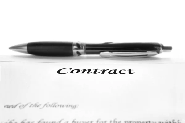 Documento Contrato Legal Fechar Com Caneta — Fotografia de Stock