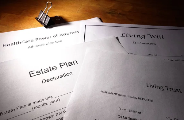 Estate Planning Documents Living Trust Living Healthcare Power Attorney — Stock Photo, Image