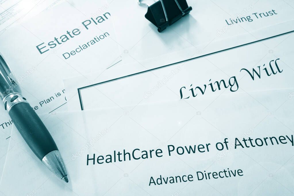 Estate planning documents : Healthcare Power of Attorney, Living Trust, Living Wil and Estate Planl                                