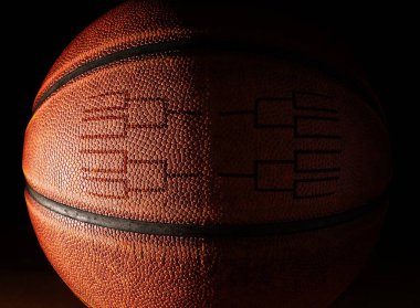 Turnuva ayraç tasarımlı bir basketbol topunun yakın çekimi                              