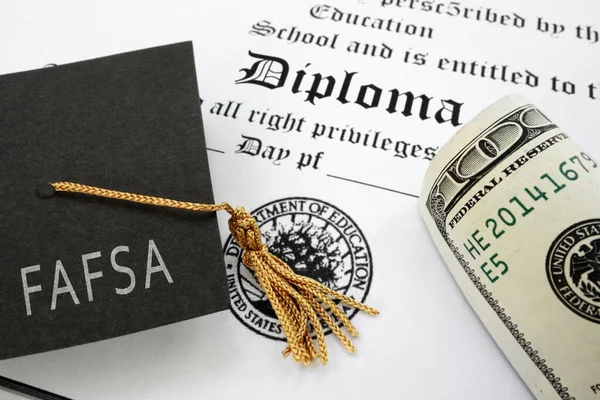 Fafsa Free Application Federal Student Aid Text Über Graduate Cap — Stockfoto