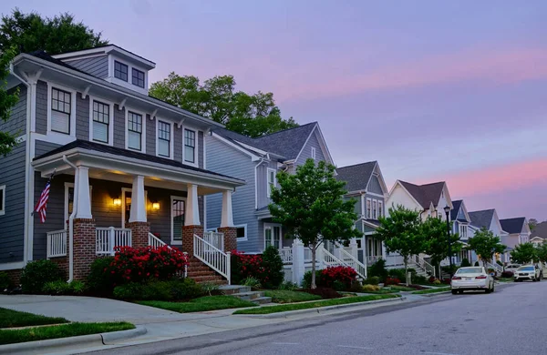 Maisons Neuves Dans Une Rue Calme Raleigh Caroline Nord — Photo