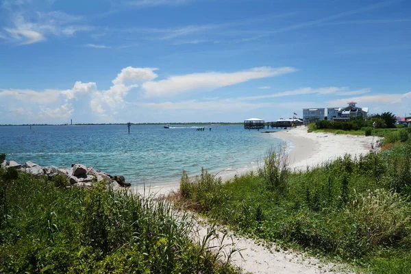 Plage Sable Embouchure Rivière Cape Fear Dans Southport Caroline Nord — Photo