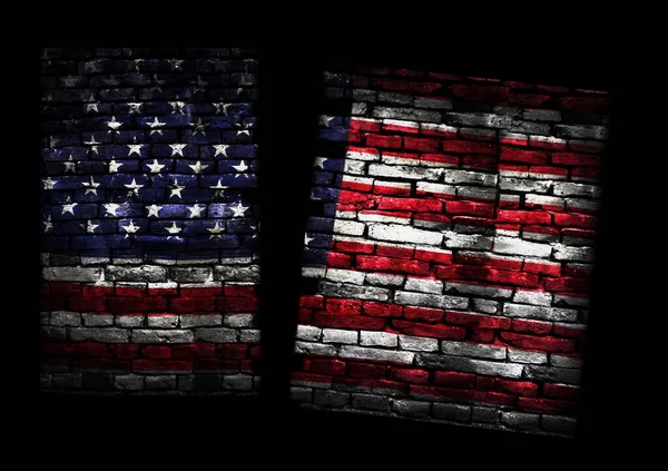 Padrão Tijolo Bandeira Dos Estados Unidos Dividida Dois Representando Divisão — Fotografia de Stock