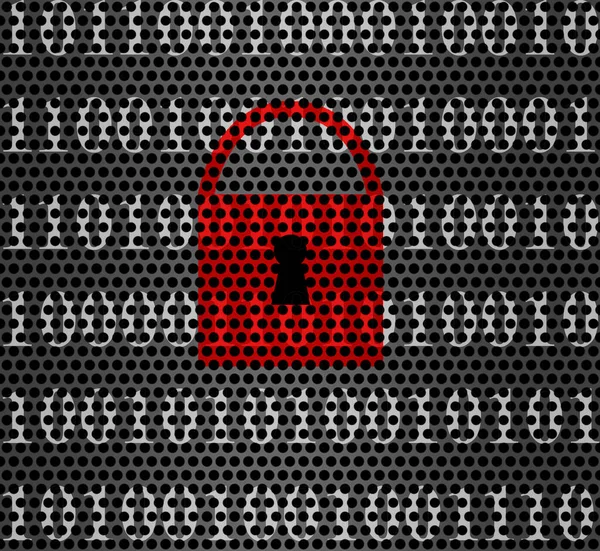 Lock Symbol Illustration Ones Zeroes Digital Bits Grid Background Pattern — Stock Photo, Image