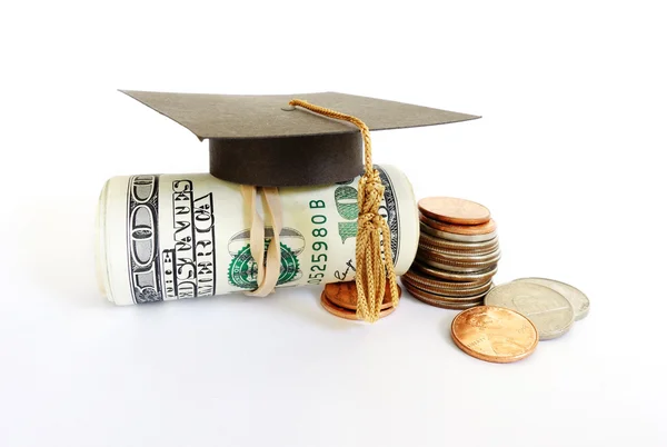 Graduation cash and coins — Stock Photo, Image