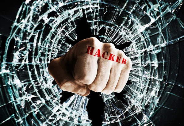 Hacker window fist — Stock Photo, Image