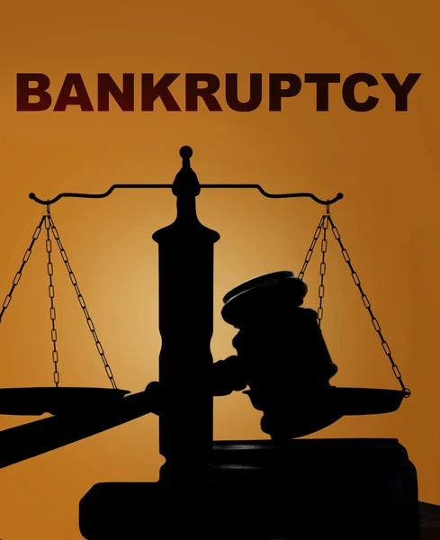 Bankruptcy with gavel and scales — Stock Photo, Image