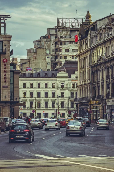 Paesaggio urbano ingorgo stradale — Foto Stock