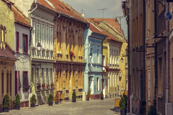 Medieval houses and promenade alley — Stock Photo, Image