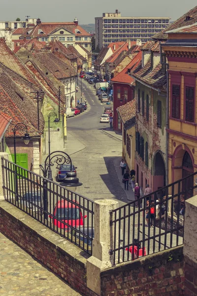 Středověký dolní město, Sibiu, Rumunsko — Stock fotografie
