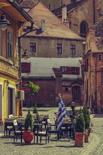 Middeleeuwse kleine stad, Sibiu, Roemenië — Stockfoto