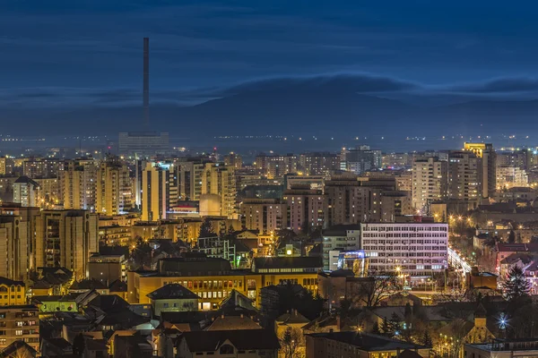 Twilight city lights in Brasov — Stock Photo, Image