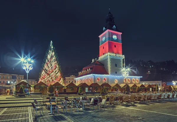 Praça do Conselho no Natal, Brasov, Roménia — Fotografia de Stock