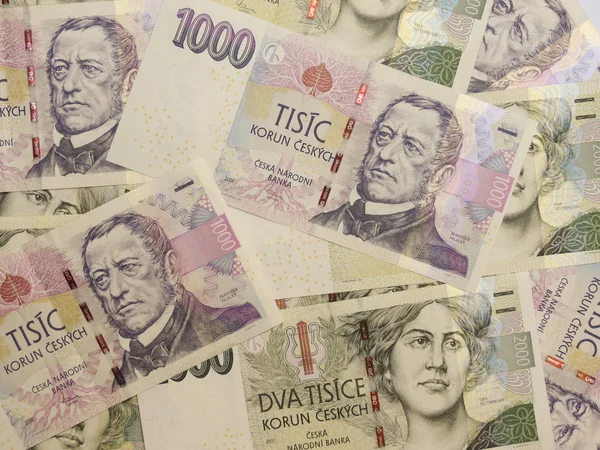 1000 a 2000 Česká koruna bankovky — Stock fotografie
