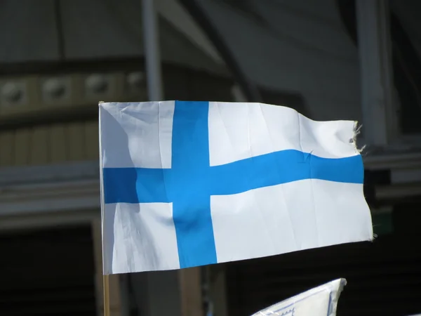 Bandera Finlandia Icono Del Idioma Flotando Aire — Foto de Stock