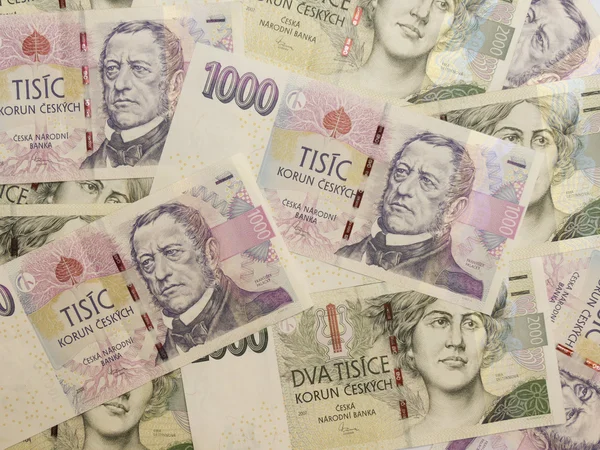1000 and 2000 Czech koruna banknotes — Stock Photo, Image