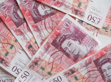 Eylül 2015 yaklaşık - Londra, İngiltere: İngiliz Sterlini Lirası Gbp banknotlar, İngiltere para birimi