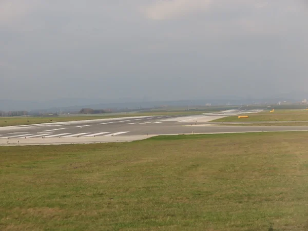 Airport Runway Perspective Useful Travel Fly Concept — Stock Photo, Image