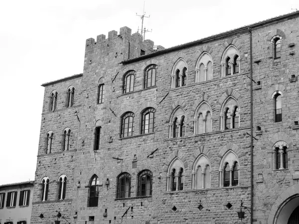 Volterra Italian Medieval Town View City Centre Black White — Stock Photo, Image