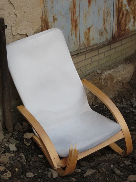 Wooden Armchair Broken Thrown Away Street — Stock Photo, Image