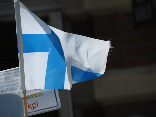 Ícone Bandeira Idioma Finlândia Flutuando — Fotografia de Stock