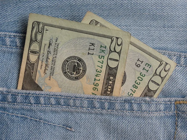 American Blue Jeans Pocket Filled Usd Banknotes Money — Stock Photo, Image