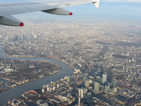 Luftaufnahme Aus Einem Fliegenden Flugzeug Himmel Über Der Londoner Innenstadt — Stockfoto