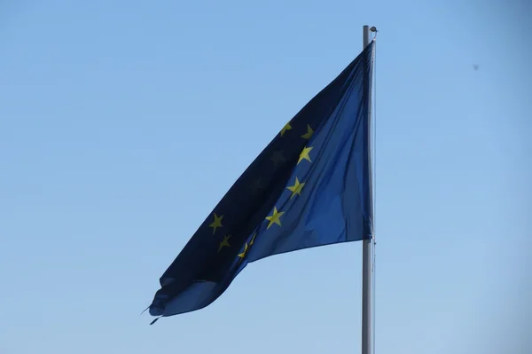 Vlajka Evropské Unie Plovoucí Vzduchu — Stock fotografie