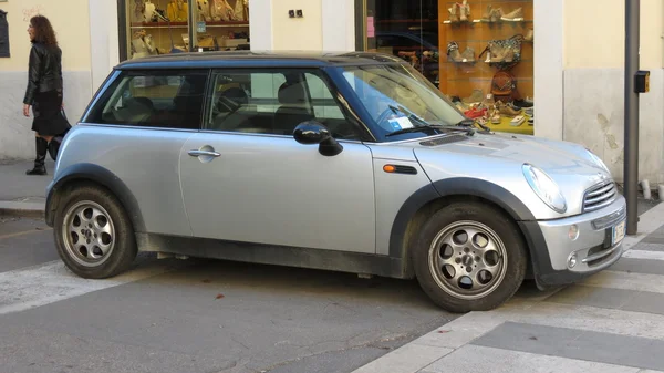 Arezzo Italy Circa April 2016 Silver Mini One Car Black — Stock Photo, Image