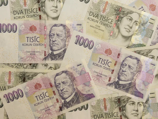 Банкноты 1000 и 2000 чешских крон — стоковое фото