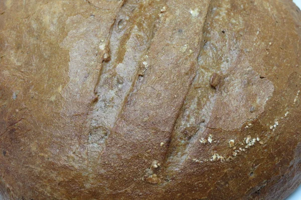 Kulatý Bochník Hnědého Chleba Potravin Zblízka — Stock fotografie