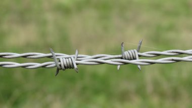 Güvenlik hattı bir dikenli tel çit ile