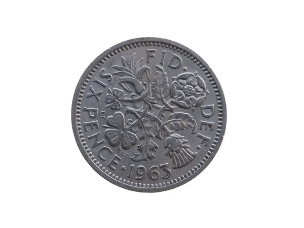 Νόμισμα Έξι Πένες Gbp Απελευθερωμένος 1963 — Φωτογραφία Αρχείου