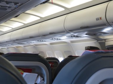 Viyana Schwechat, Avusturya - Haziran 2015 yaklaşık: Uçak Koltuk seyahat kavram olarak yararlı