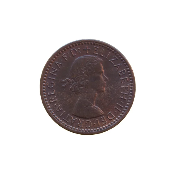 London Circa December 2013 One Farthing Coin Gbp Released 1954 — Stock Photo, Image