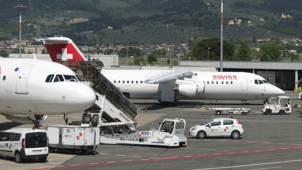 Svájci airways-repülőgép — Stock Fotó