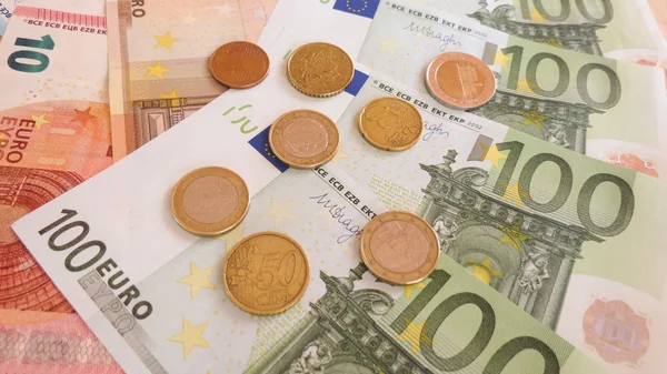 Eurobankbiljetten en -munten — Stockfoto