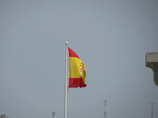 Bandeira Espanhola Espanha Que Flutua — Fotografia de Stock