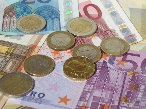 Monety i banknoty euro — Zdjęcie stockowe