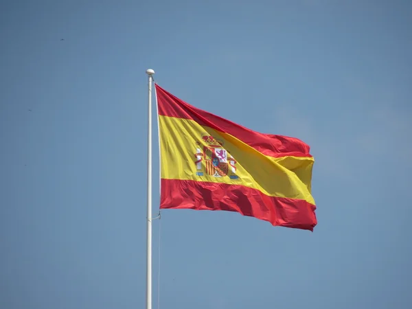 Spaanse Vlag Uit Spanje Zwevend Lucht — Stockfoto