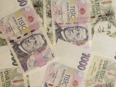 1000 ve 2000 Çek korunası Czk (Çek Cumhuriyeti Resmi İhale) banknotlar