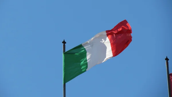 Italian Flag Made Fabric Floating Wind — Stock Photo, Image