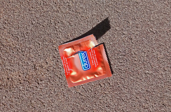 Condom package opened