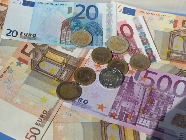 Monete Banconote Euro Valuta Dell Unione Europea — Foto Stock