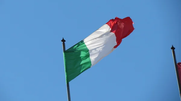 Italian Flag Made Fabric Floating Wind — Stock Photo, Image