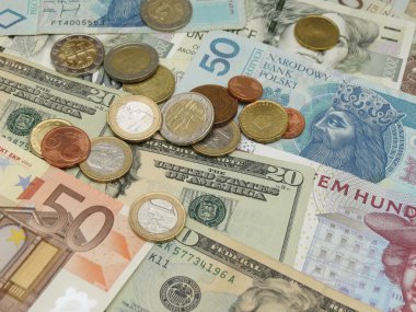Karışık para birimi notları - Usd, Eur, Sek, Pln, Czk
