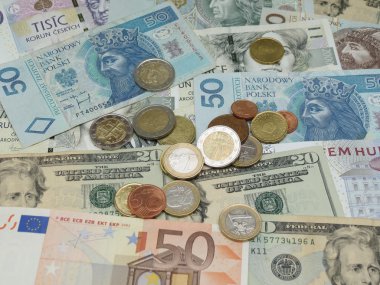 Karışık para birimi notları - Usd, Eur, Sek, Pln, Czk