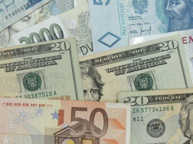 Karışık para birimi notları - Usd, Eur, Sek, Pln, Czk